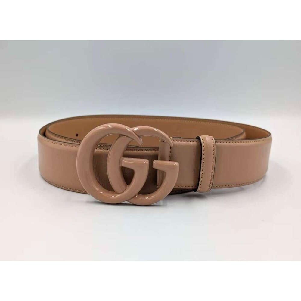 Gucci Azalea Calfskin Enamel Monochrome GG 40mm Belt Camelia 120cm 400593 - Picture 4 of 9